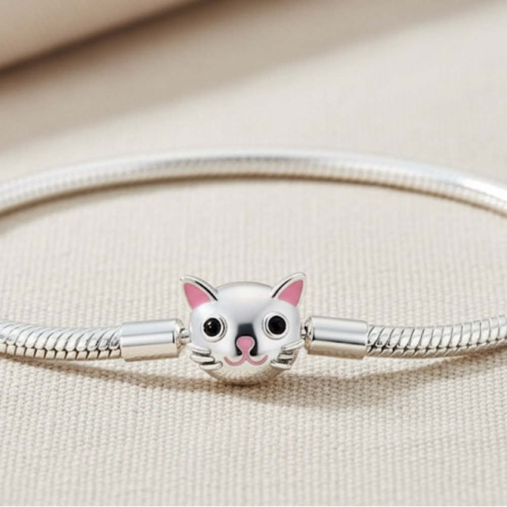925 Sterling Silver Cat Charm Bracelet - Pandora Style